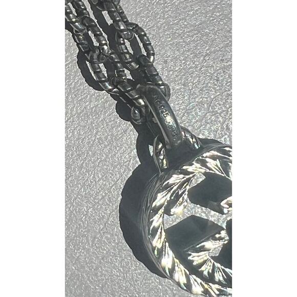 Gucci Mens Textured Interlocking G Logo Silver Necklace w/ Gift Box NWOT - Picture 10 of 15